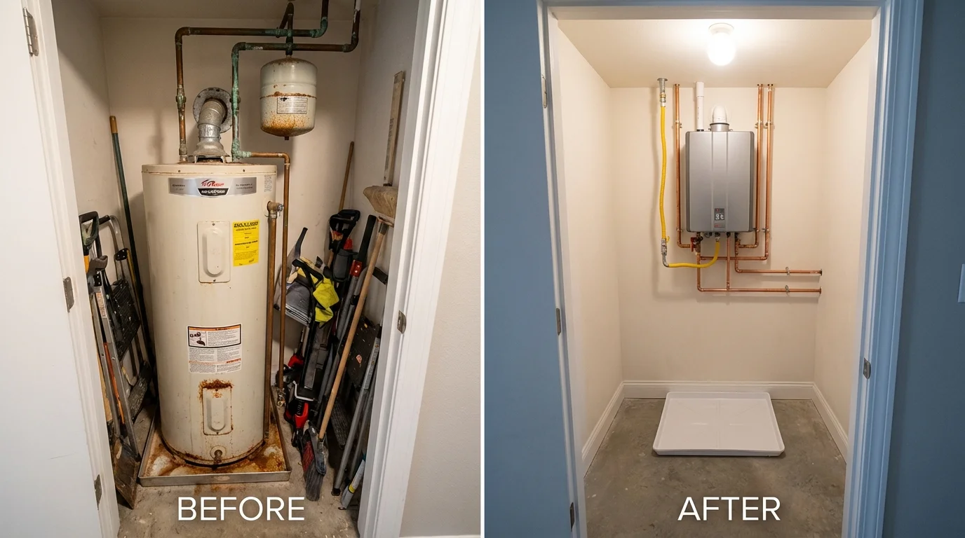 Tank water heater versus wall-mounted tankless unit comparison for The Dalles, OR homeowners